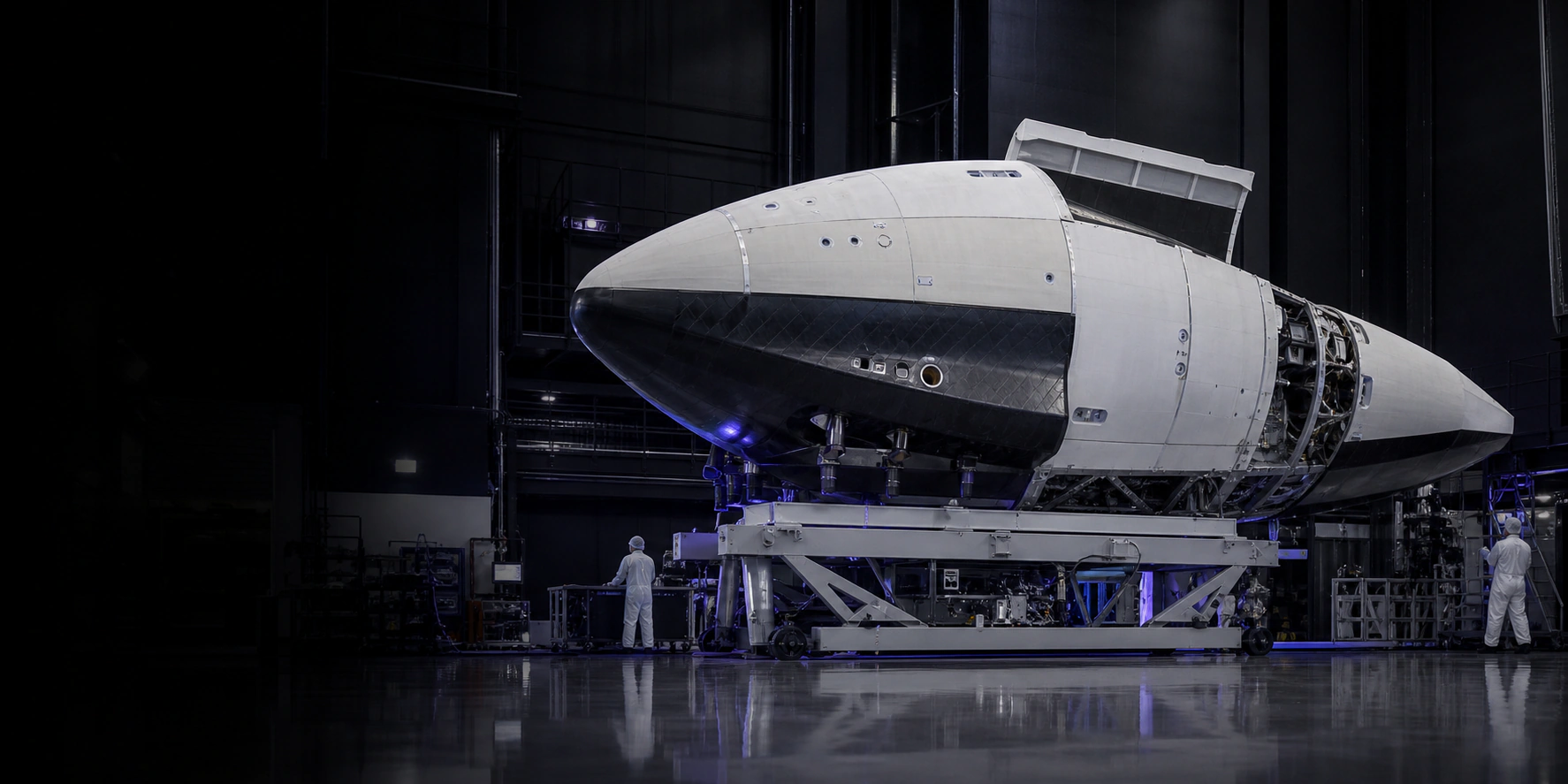 Neebium NB-01 human-centered spacecraft concept above Earth's atmosphere